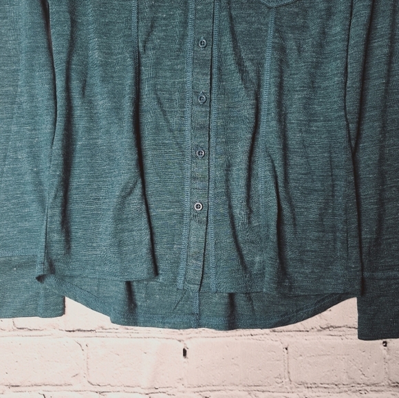Prana Luna Button Up Turquoise Blue Heathered Pocket Accent Size S - Picture 3 of 8